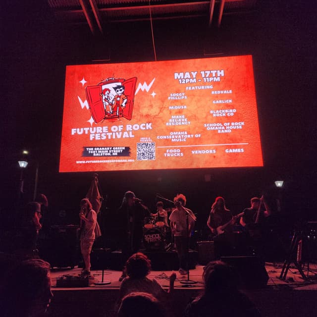 Stage banner at night