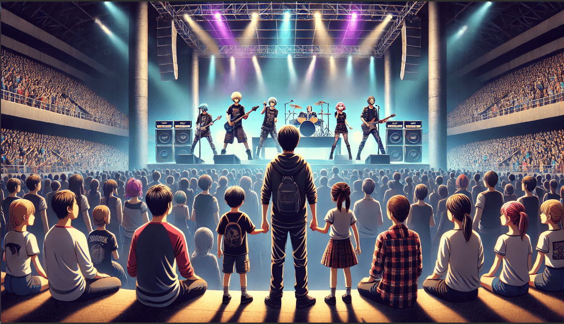 Young musicians performing at a festival